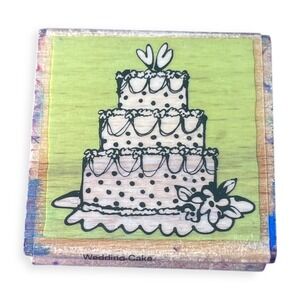 Vap Scrap Whimsical Tiered Wedding Cake Wood Mounted Rubber Stamp Crafting